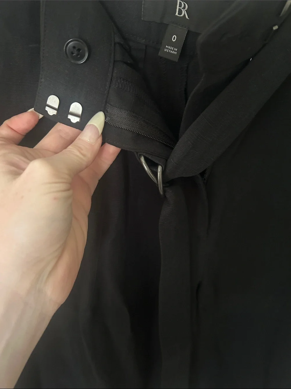 Banana Republic LINEN Black High-Waist D-Ring Trousers